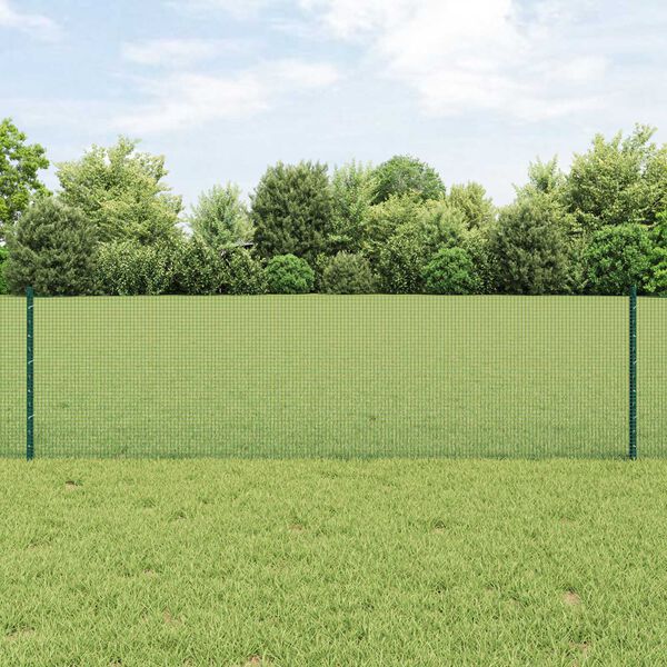 vidaXL Zaun mit Pfosten Gr&uuml;n 0,6 x 100 m Stahl und PVC