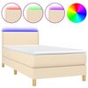 vidaXL Boxspringbett mit Matratze & LED Creme 90x200 cm Stoff