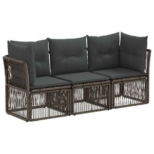 vidaXL Gartensofa-set 3 stk. Grau Poly-Rattan