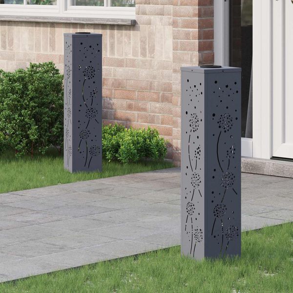 vidaXL Solar LED Weg Licht 2 pcs Anthrazit Kalt gewalzter Stahl