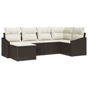 vidaXL Sofa Set mit Kissen 6 pcs Braun Poly-Rattan