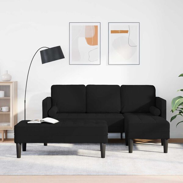 vidaXL Sofa Set mit Kissen 2 pcs Schwarz Polyester