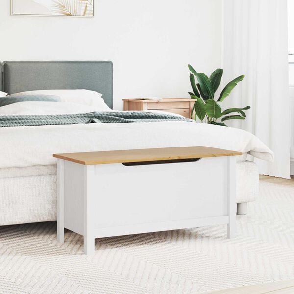 vidaXL Aufbewahrungsbox Hill Wei&szlig; und Honigbraun 90 x 40 x 45 cm