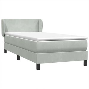 vidaXL Boxspringbett mit Matratze Hellgrau 80x210 cm Samt