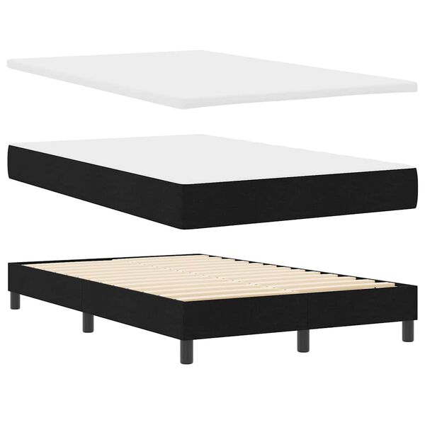 vidaXL Boxspringbett mit Matratze Schwarz 120 x 200 cm Stoff