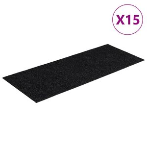 vidaXL Stufenmatten Selbstklebend 15 Stk. 60x25 cm Schwarz Rechteckig