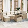 vidaXL Garten-Sofa-Set mit Kissen mit Speicher 8 pcs Beige Poly Rattan