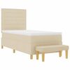 vidaXL Boxspringbett mit Matratze mit Kopfteil Creme 90 x 190 cm Stoff