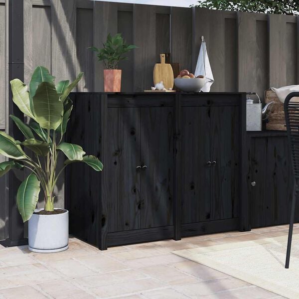 vidaXL T&uuml;ren f&uuml;r Outdoor-K&uuml;che MEPPEL 2 Stk. Schwarz 50x9x82 cm Kiefernholz
