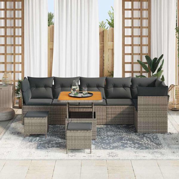 vidaXL Gartensofa-set 9 pcs Grau Poly-Rattan