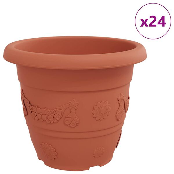 vidaXL Runder Blumentopf 24 pcs Ziegelrot &Oslash; 26 x 21,5 cm Kunststoff