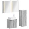 vidaXL Badezimmerm&ouml;bel-Set 4 stk. Grau Sonoma Ingenieurholz und Glas
