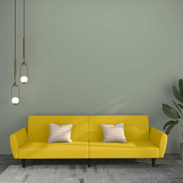 vidaXL Schlafsofa 2-Sitzer Gelb Samt