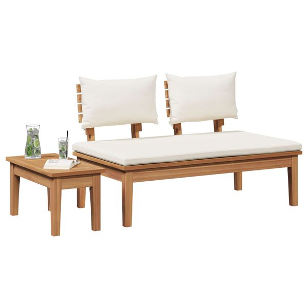 vidaXL Gartenbank 2 pcs Creme und Braun Massivholz Teak