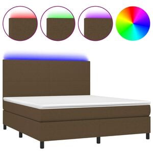 vidaXL Boxspringbett mit Matratze & LED Dunkelbraun 160x200 cm Stoff