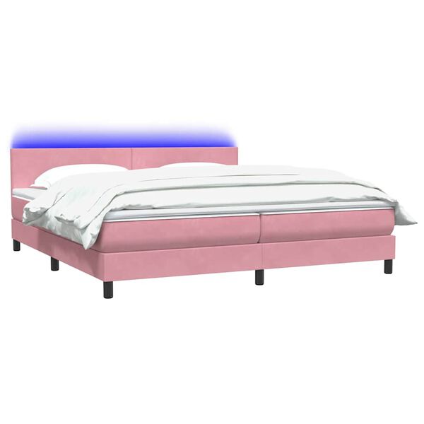 vidaXL Boxspringbett mit Matratze & LED Rosa 200x210 cm Samt