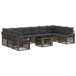 vidaXL Gartensofa-set 11 stk. Grau und Dunkelgrau Poly-Rattan
