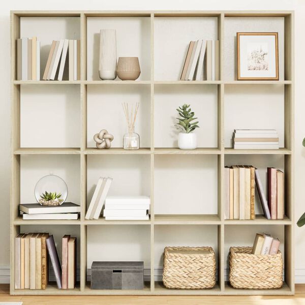 vidaXL B&uuml;cherregal Sonoma-Eiche 137,5x29x137,5 cm Holzwerkstoff