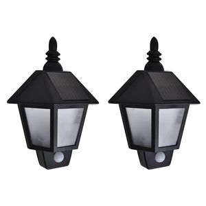 vidaXL Solar-Wandleuchten 2 Stk. mit Bewegungsmelder Schwarz