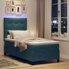 vidaXL LED Boxspringbett mit Matratze Dunkelblau 90 x 200 cm Samt