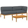 vidaXL Sofa Set mit Kissen Uni 3 pcs Anthrazit Massivholz Akazie