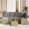 vidaXL Sofa Set mit Kissen 7 pcs Beige und hellgrau Poly-Rattan