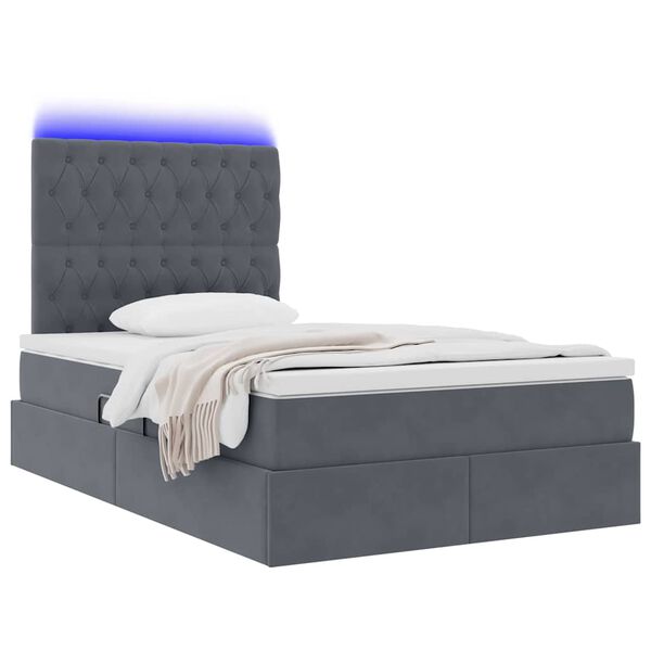 vidaXL Bett mit Stauraum und LED mit LED Dunkelgrau 120 x 200 cm Samt