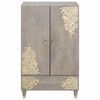 vidaXL Highboard Grau und Gold 60 x 33 x 100 cm Massivholz Mango