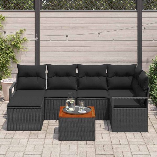 vidaXL Garten-Sofa-Set 7 pcs Schwarz