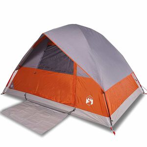 vidaXL Kuppel-Campingzelt 4 Personen Grau und Orange Wasserdicht