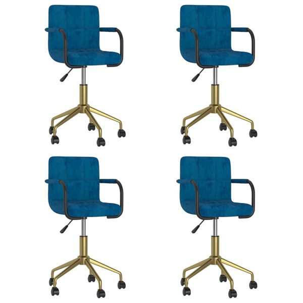 vidaXL Esszimmerst&uuml;hle 4 Stk. Drehbar Blau Samt