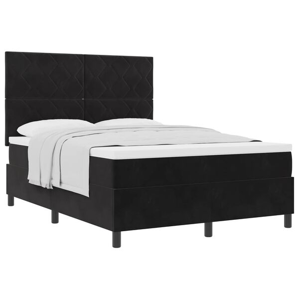 vidaXL Boxspringbett mit Matratze Schwarz 140 x 200 cm Stoff