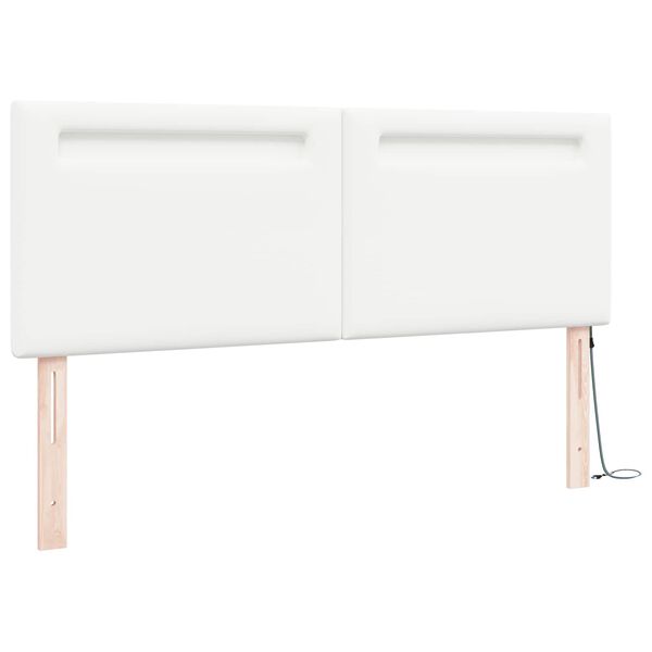 vidaXL LED Kopfteil Wei&szlig; 160 cm Kunstleder