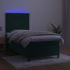vidaXL Boxspringbett mit Matratze & LED Dunkelgr&uuml;n 90x190 cm Samt