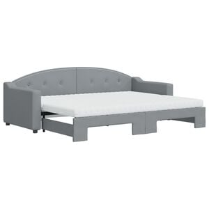 vidaXL Tagesbett Ausziehbar mit Matratze Hellgrau 80x200 cm Stoff