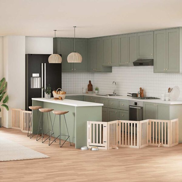 vidaXL 9-tlg. Hundetor mit T&uuml;r Faltbar 450 cm Pappelholz