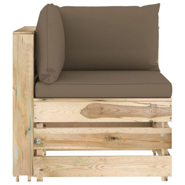 vidaXL 10-tlg. Garten-Lounge-Set mit Kissen Gr&uuml;n Impr&auml;gniertes Holz