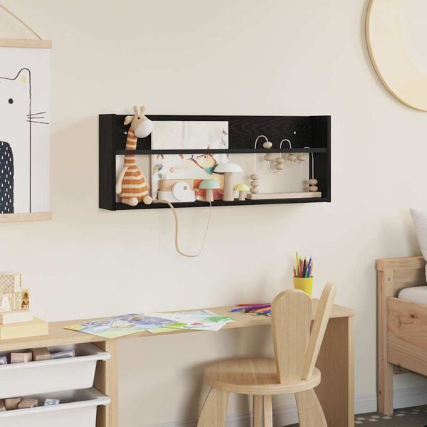 vidaXL Magazinregal Schwarz Eichen-Optik 80 x 12 x 30 cm Holzwerkstoff