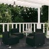 vidaXL 4-tlg. Garten-Lounge-Set mit Auflagen Poly Rattan Schwarz
