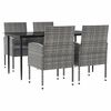 vidaXL 5-tlg. Garten-Essgruppe Grau und Schwarz Poly Rattan und Stahl