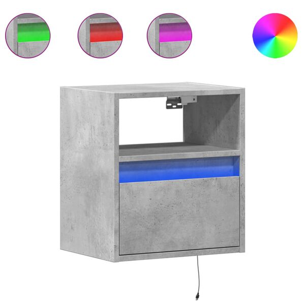 vidaXL TV-Wandschrank mit LED-Beleuchtung Betongrau 41x31x45 cm