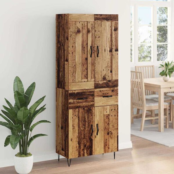 vidaXL Highboard Altholz 69,5 x 34 x 180 cm Holzwerkstoff