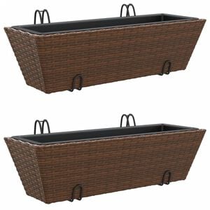 vidaXL Pflanzk&uuml;bel mit Haken 2 Stk. Braun Poly Rattan