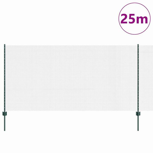 vidaXL Zaun mit Pfosten Gr&uuml;n 1,2 x 25 m Stahl und PVC