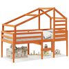 vidaXL Hochbett mit Dach Wachsbraun 90x200 cm Massivholz Kiefer