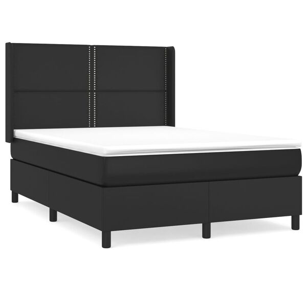 vidaXL Boxspringbett mit Matratze Schwarz 140x190 cm Kunstleder
