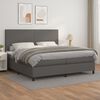 vidaXL Boxspringbett mit Matratze Grau 200x200 cm Kunstleder