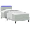 vidaXL LED Boxspringbett mit Matratze Hellgrau 80 x 200 cm Samt