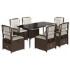 vidaXL 7-tlg. Garten-Essgruppe mit Kissen Braun Poly Rattan