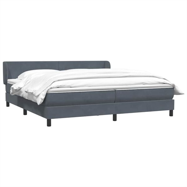 vidaXL Boxspringbett mit Matratzen Dunkelgrau 200x210 cm Samt